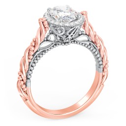 Vintage Diamond Engagement Ring with Accents and Halo Setting - "The Rita" in 10K Solid Rose Gold