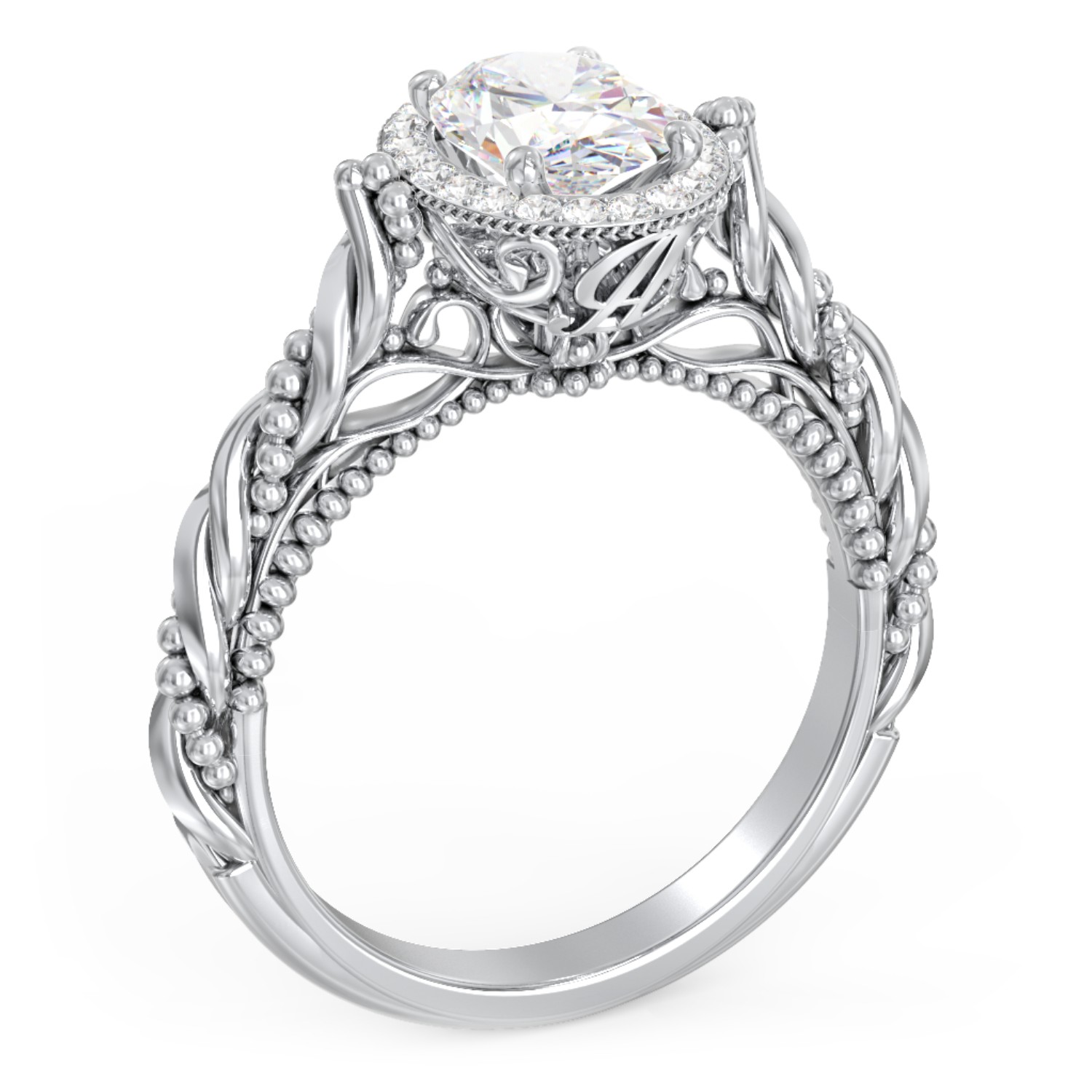 Personalized Vintage Diamond Engagement Ring with Accents and Halo Setting - "The Rita"