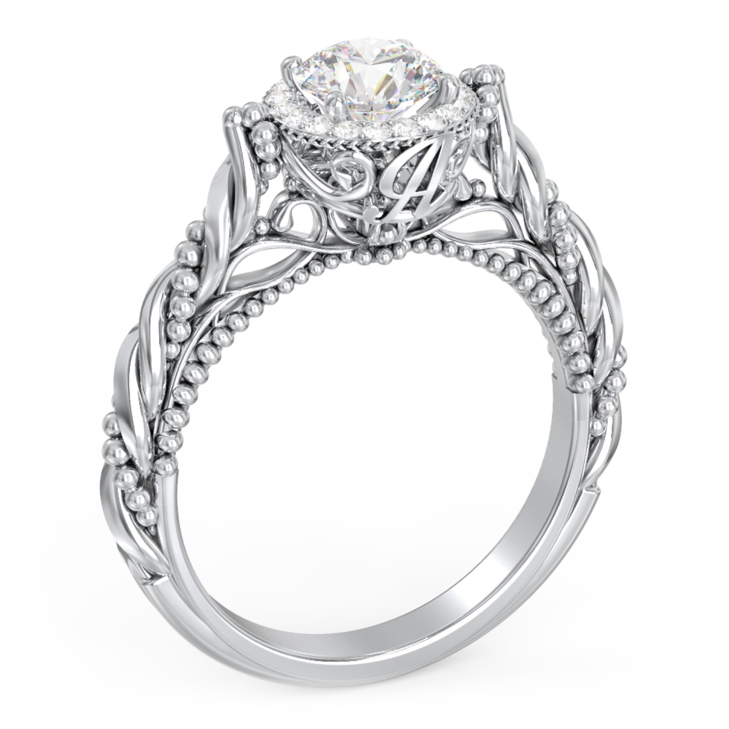 Personalized Vintage Diamond Engagement Ring with Accents and Halo Setting - "The Rita"
