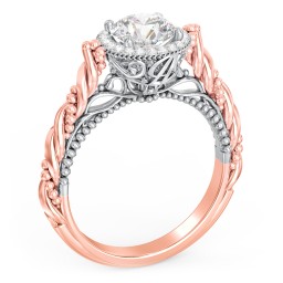 Vintage Diamond Engagement Ring with Accents and Halo Setting - "The Rita" in 10K Solid Rose Gold