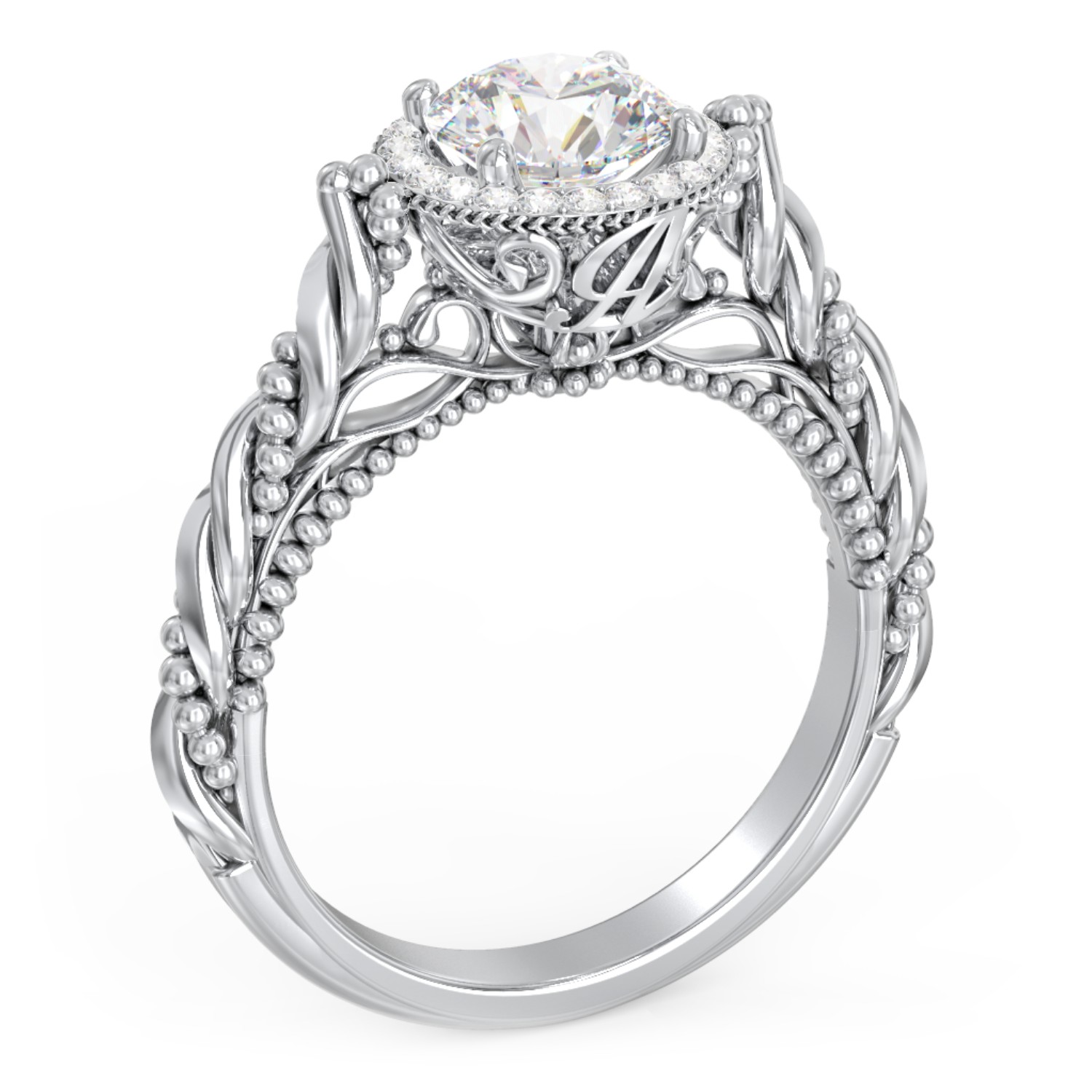 Personalized Vintage Diamond Engagement Ring with Accents and Halo Setting - "The Rita"