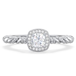 Vintage Diamond Engagement Ring with Accents and Halo Setting - "The Rita"