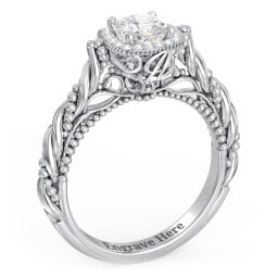 Vintage Diamond Engagement Ring with Accents and Halo Setting - "The Rita"