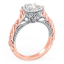 Vintage Diamond Engagement Ring with Accents and Halo Setting - "The Rita" in 10K Solid Rose Gold