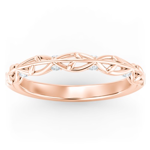 The Ava Wedding Band – 10K Rose Gold with Lab Diamond