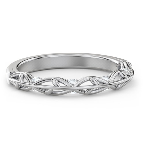 The Ava Wedding Band – 10K White Gold with Lab Diamond