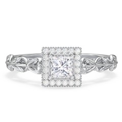 Details about   Cushion Cut Halo Diamond Leaf Vine Art Nouveau Engagement Ring Wedding Jewelry 