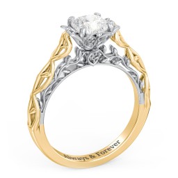Solitaire Diamond Engagement Ring with Leaf and Vine Details - "The Ava" in 10K Solid Yellow Gold with 04LABDIAM-CU-1.00-VS2-G-G