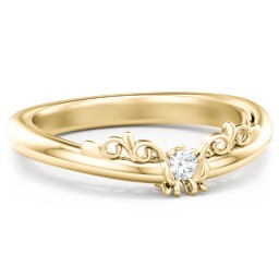 The Sophia Diamond Wedding Band in 10K Solid Yellow Gold with Lab Diamond