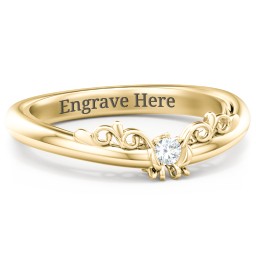 The Sophia Diamond Wedding Band in 10K Solid Yellow Gold with Lab Diamond