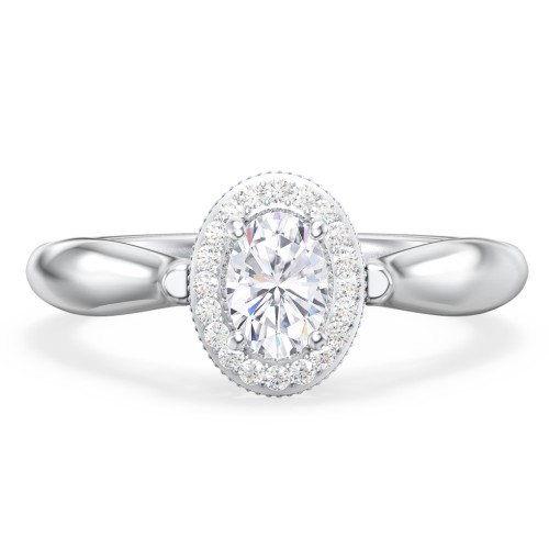 Classic Halo Diamond Engagement Ring and Butterfly and Scroll Details - "The Sophia" – 10K White Gold with Lab Diamond