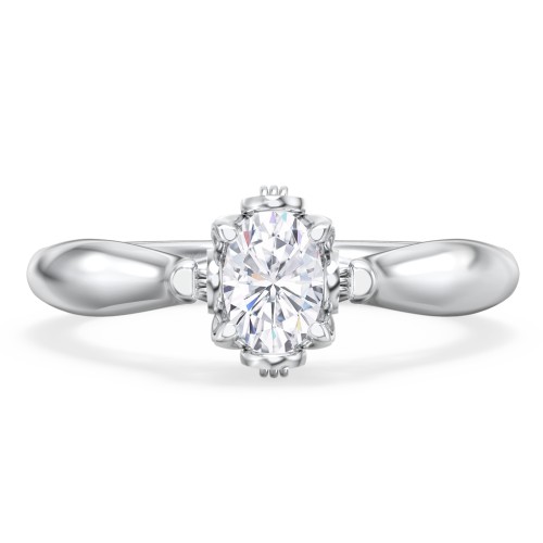 Classic Solitaire Diamond Engagement Ring with Butterfly and Scroll Details - "The Sophia"