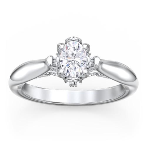 Classic Solitaire Diamond Engagement Ring with Butterfly and Scroll Details - "The Sophia"
