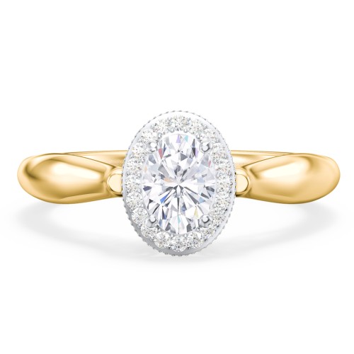 Classic Halo Diamond Engagement Ring and Butterfly and Scroll Details - "The Sophia" – 10K Yellow Gold with Lab Diamond