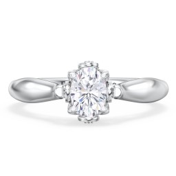 Classic Solitaire Diamond Engagement Ring with Butterfly and Scroll Details - "The Sophia"