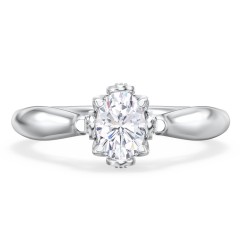 Classic Solitaire Diamond Engagement Ring with Butterfly and Scroll Details - "The Sophia" – 10K White Gold