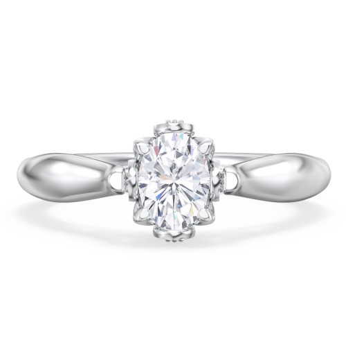 Classic Solitaire Diamond Engagement Ring with Butterfly and Scroll Details - "The Sophia" – 10K White Gold