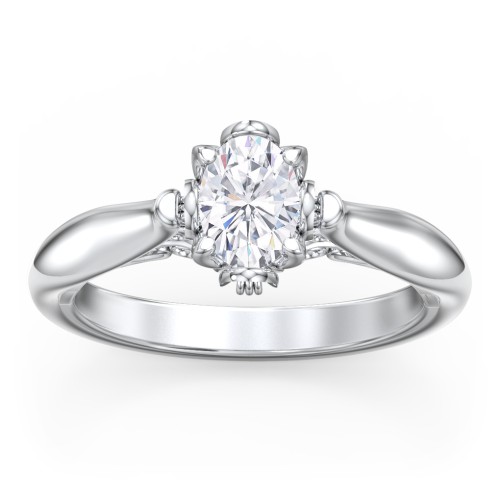 Classic Solitaire Diamond Engagement Ring with Butterfly and Scroll Details - "The Sophia" – 10K White Gold
