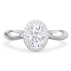 Classic Halo Diamond Engagement Ring and Butterfly and Scroll Details - "The Sophia" – 10K White Gold with Lab Diamond
