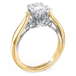 Classic Solitaire Diamond Engagement Ring with Butterfly and Scroll Details - "The Sophia" in 10K Solid Yellow Gold with 04LABDIAM-OV-1.00-SI1-G-G