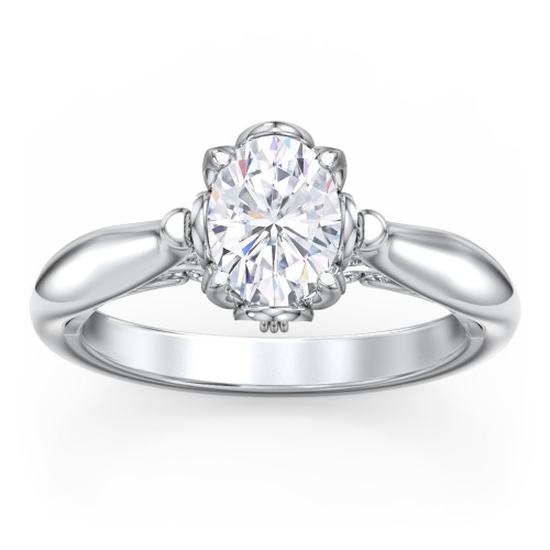 Classic Solitaire Diamond Engagement Ring with Butterfly and Scroll Details - "The Sophia" – 10K White Gold