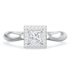 Classic Halo Diamond Engagement Ring and Butterfly and Scroll Details - "The Sophia"