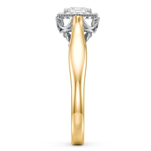 Classic Halo Diamond Engagement Ring and Butterfly and Scroll Details - "The Sophia"