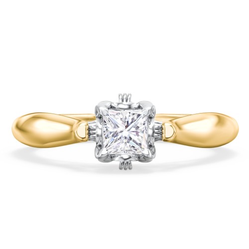 Classic Solitaire Diamond Engagement Ring with Butterfly and Scroll Details - "The Sophia"