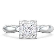Classic Halo Diamond Engagement Ring and Butterfly and Scroll Details - "The Sophia"
