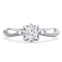Classic Solitaire Diamond Engagement Ring with Butterfly and Scroll Details - "The Sophia"