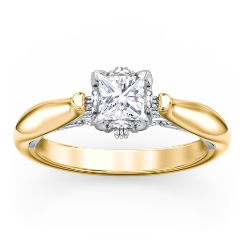 Classic Solitaire Diamond Engagement Ring with Butterfly and Scroll Details - "The Sophia"