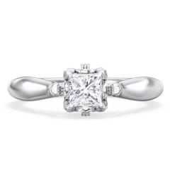 Classic Solitaire Diamond Engagement Ring with Butterfly and Scroll Details - "The Sophia" – 10K White Gold