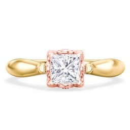 Classic Solitaire Diamond Engagement Ring with Butterfly and Scroll Details - "The Sophia"