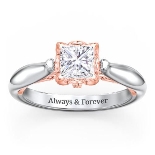 Classic Solitaire Diamond Engagement Ring with Butterfly and Scroll Details - "The Sophia" – 14K White Gold