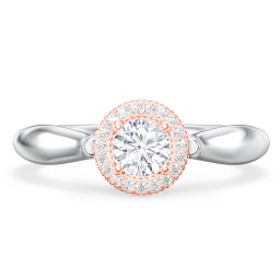 Classic Halo Diamond Engagement Ring and Butterfly and Scroll Details - "The Sophia"