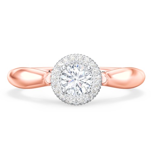 Classic Halo Diamond Engagement Ring and Butterfly and Scroll Details - "The Sophia"