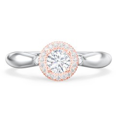Classic Halo Diamond Engagement Ring and Butterfly and Scroll Details - "The Sophia" – 14K White Gold with Lab Diamond