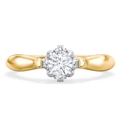 Classic Solitaire Diamond Engagement Ring with Butterfly and Scroll Details - "The Sophia"
