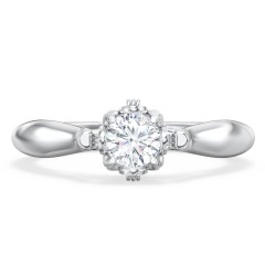 Classic Solitaire Diamond Engagement Ring with Butterfly and Scroll Details - "The Sophia" – 10K White Gold