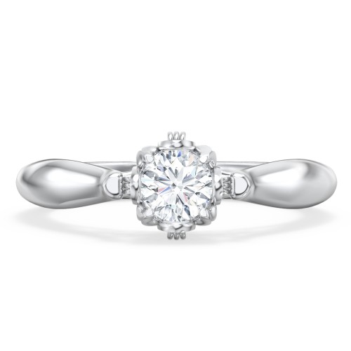 Classic Solitaire Diamond Engagement Ring with Butterfly and Scroll Details - "The Sophia" – 10K White Gold