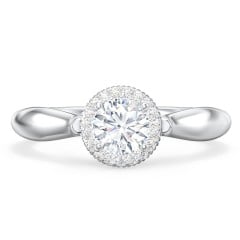 Classic Halo Diamond Engagement Ring and Butterfly and Scroll Details - "The Sophia"