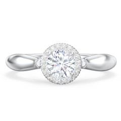 Classic Halo Diamond Engagement Ring and Butterfly and Scroll Details - "The Sophia" – 10K White Gold with Lab Diamond