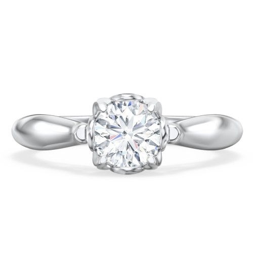 Classic Solitaire Diamond Engagement Ring with Butterfly and Scroll Details - "The Sophia" – 10K White Gold