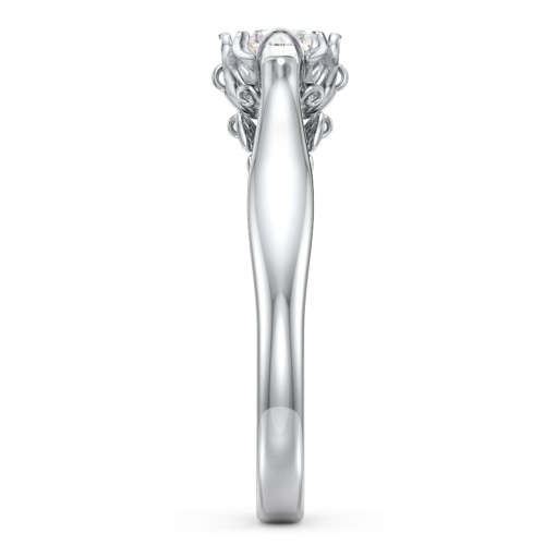 Classic Solitaire Diamond Engagement Ring with Butterfly and Scroll Details - "The Sophia" – 10K White Gold