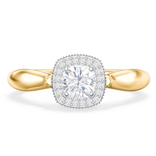 Classic Halo Diamond Engagement Ring and Butterfly and Scroll Details - "The Sophia"