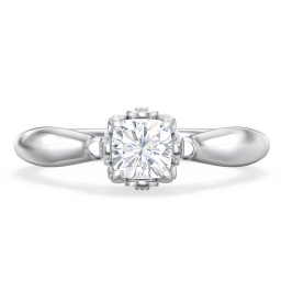 Classic Solitaire Diamond Engagement Ring with Butterfly and Scroll Details - "The Sophia"