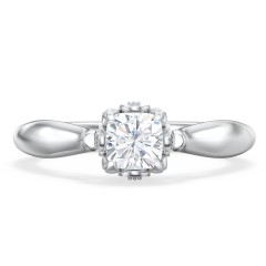 Classic Solitaire Diamond Engagement Ring with Butterfly and Scroll Details - "The Sophia" – 10K White Gold