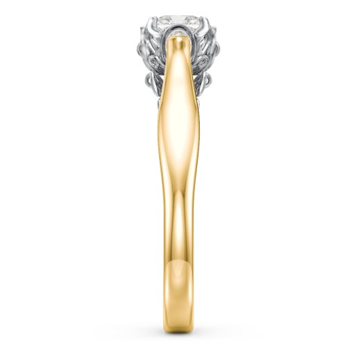 Classic Solitaire Diamond Engagement Ring with Butterfly and Scroll Details - "The Sophia" – 10K Yellow Gold with 04LABDIAM-CU-1.00-VS2-G-G