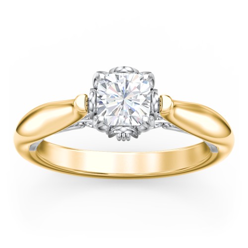 Classic Solitaire Diamond Engagement Ring with Butterfly and Scroll Details - "The Sophia"