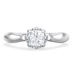 Classic Solitaire Diamond Engagement Ring with Butterfly and Scroll Details - "The Sophia" – 10K White Gold